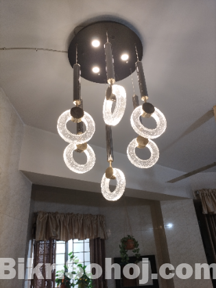 Crystal LED Ring Chandelier (ঝাড়বাতি)